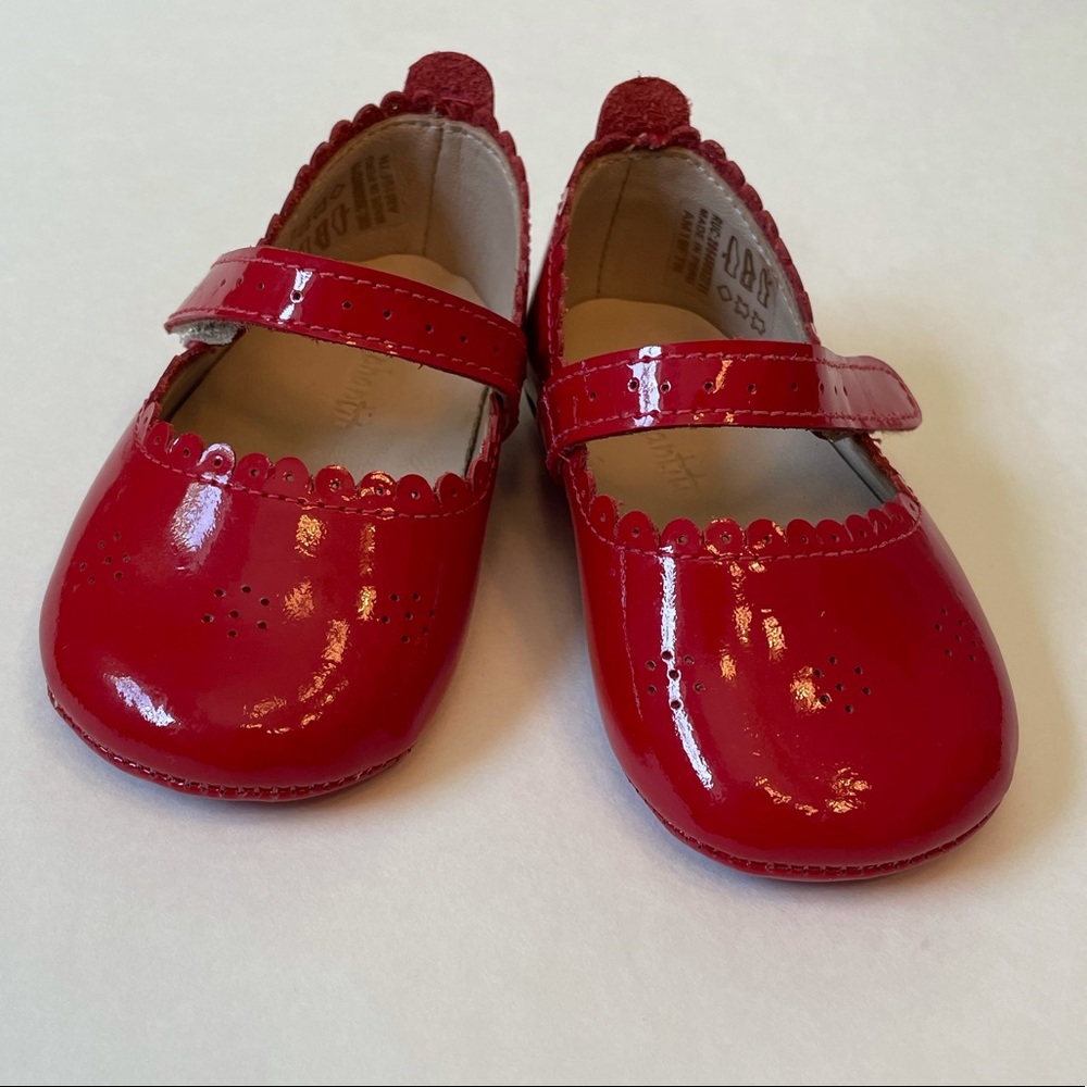 Elephantito Ella red patent crib shoes - size 4